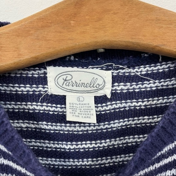 Vintage Navy and White Striped Short Sleeve Cardigan Top - Picture 2 of 6